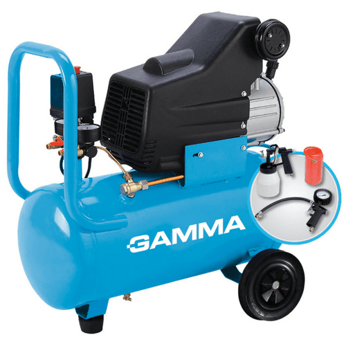 Compresor 24 Lts 2Hp Gamma + Kit 3 Accesorios