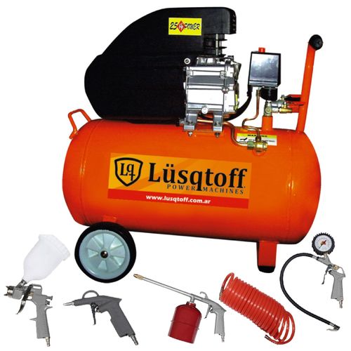 Compresor De Aire 50 l 2,5 Hp + Kit De 5 Accesorios Lusqtoff