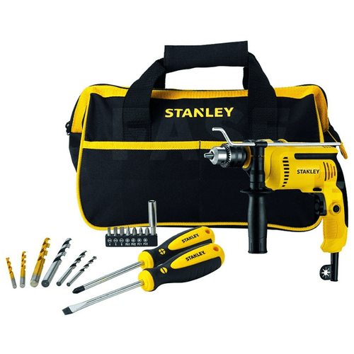 Taladro Con Percutor  Stanley 13 Mm 700W Con Bolso Y Herramientas