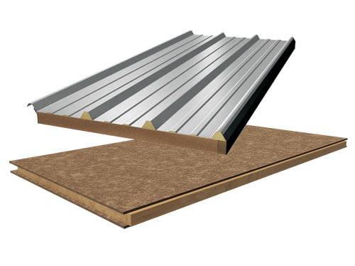 Panel de techo con pendiente chapa metálica Trapezoidal-PUR-Chapadur 1,13 m - NewPanel