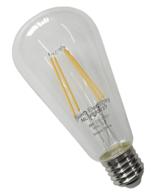Lámpara Led Filamento Pera 8w 2700k E27 Transp Dim- Nova Electricity - Nl-vs82727