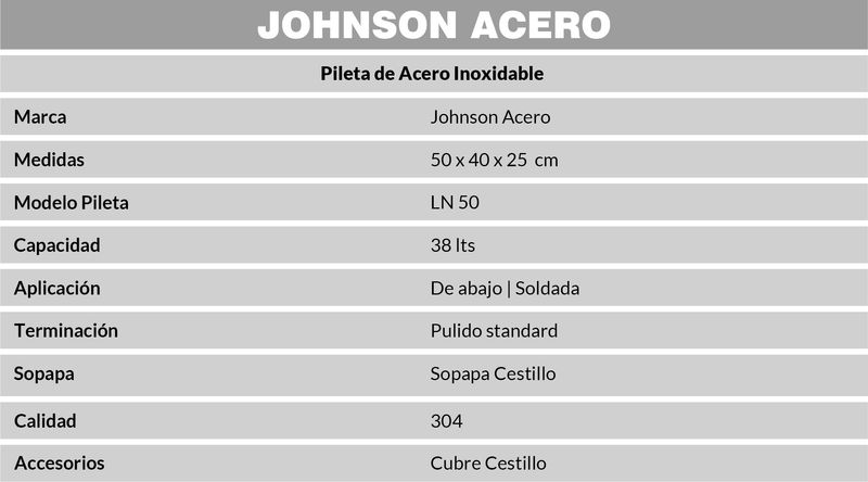 Bacha de Lavadero Johnson LN 50 -1759279138292