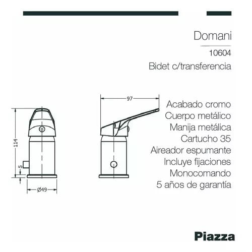 Grifería Monocomando para Bidet Piazza Domani-1760308954297